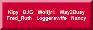 Kipy   DJG   Wolfjr1   Way2Busy   Fred_Ruth   Loggerswife   Nancy