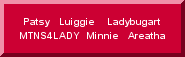 Patsy   Luiggie    Ladybugart   MTNS4LADY  Minnie   Areatha
