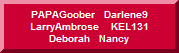 PAPAGoober   Darlene9    LarryAmbrose    KEL131   Deborah   Nancy 