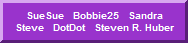 SueSue   Bobbie25   Sandra   Steve   DotDot   Steven R. Huber   